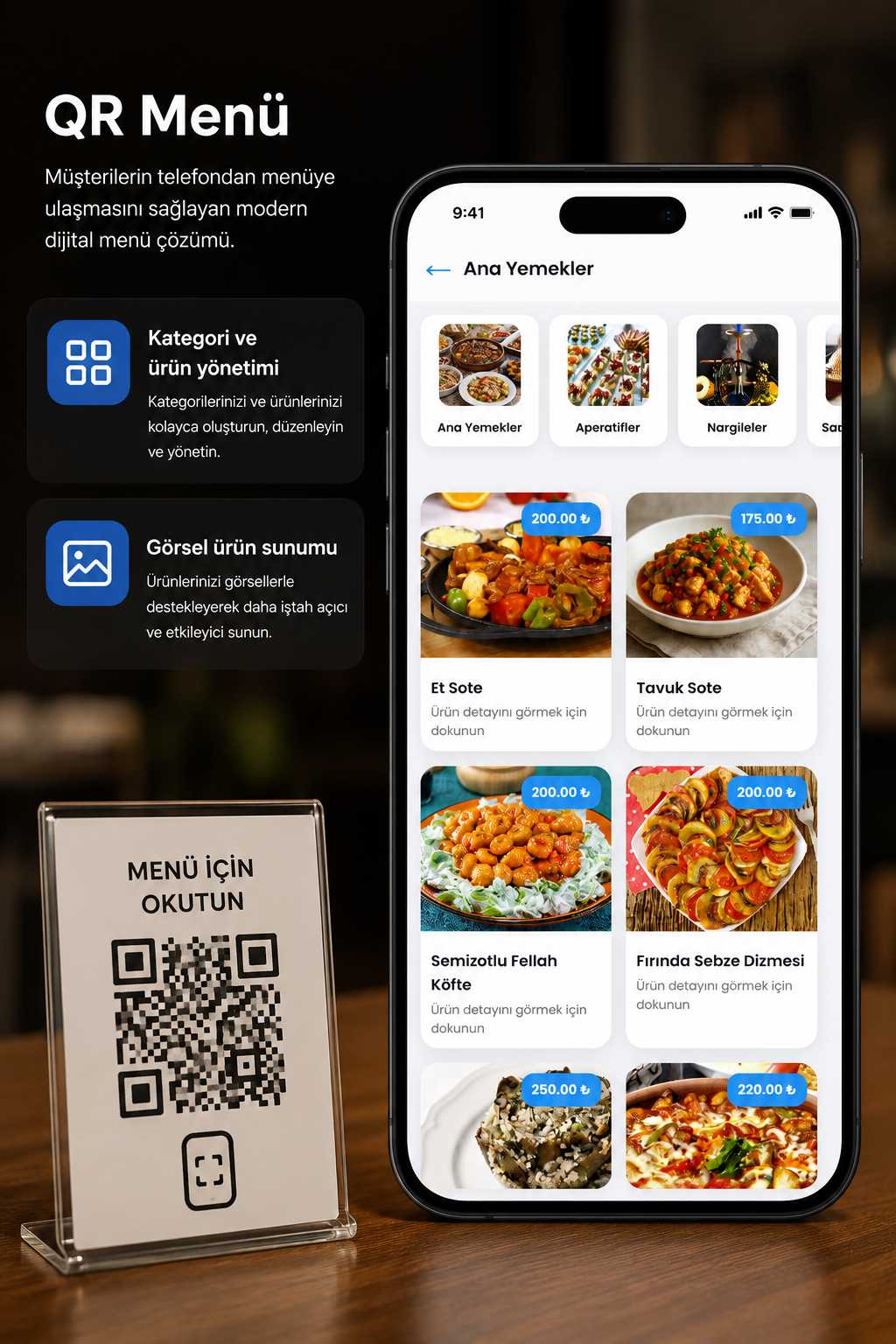 Possnow QR Menü ekranı
